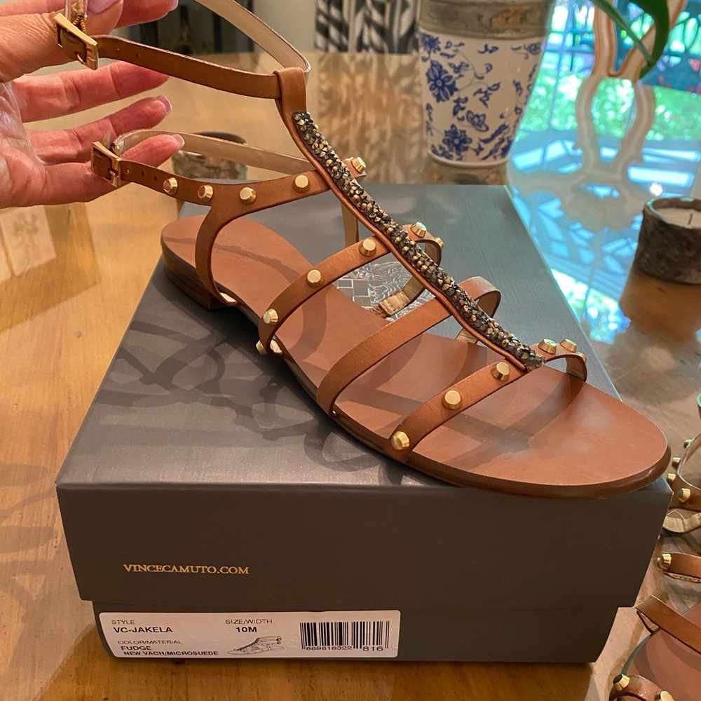 Vince Camuto Brown Studded Sandals